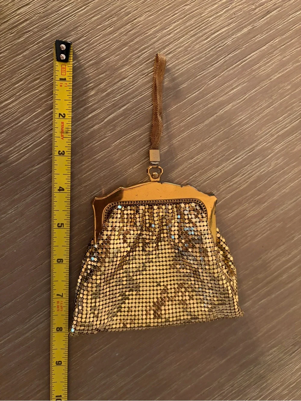 Whiting & Davis Gold Mesh Wristlet Clutch
